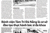 Báo Thanh Niên sáng nay có đăng bài: "Bệnh viện Tâm Trí Đà Nẵng là cơ sở đào tạo thực hành bác sĩ đa khoa"